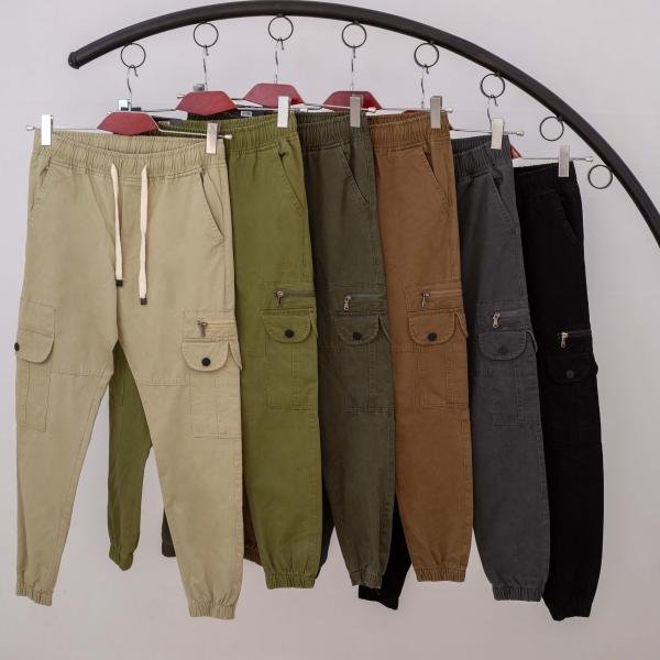 بنطلون كارجو رجالي بجيوب جانبية وخامة ناعمة مطاطة من DH Wear