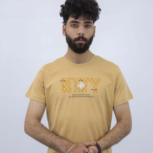 تشيرت رجالي بينيه بأكمام قصيرة وقبة دائرية