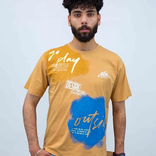 تشيرت رجالي بينيه بأكمام قصيرة وقبة دائرية